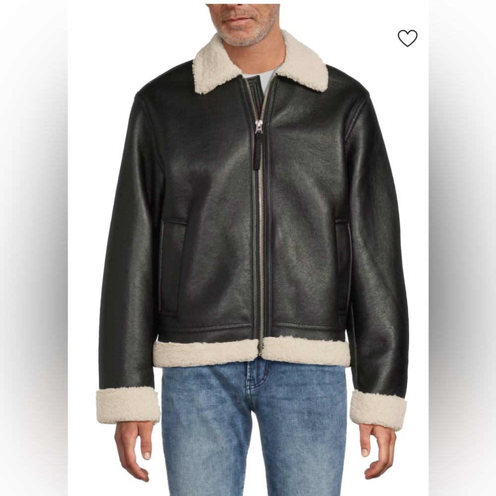 Hudson Vegan Black Shearling Jacket size S NWT